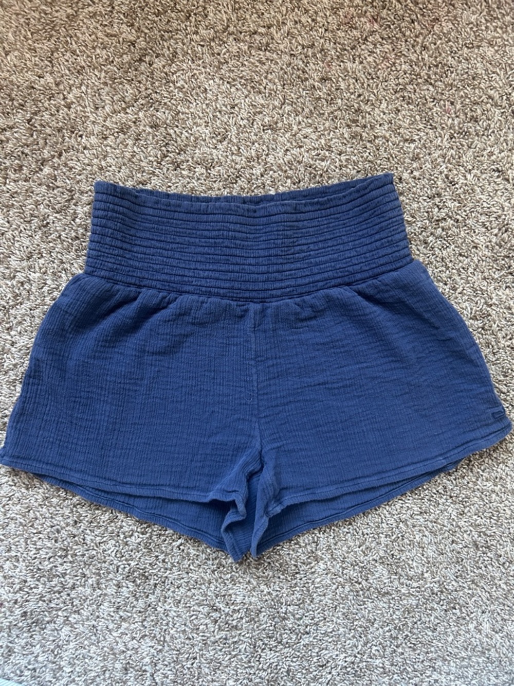Vineyard Vines Navy High-Waist Ribbed Lounge Shorts